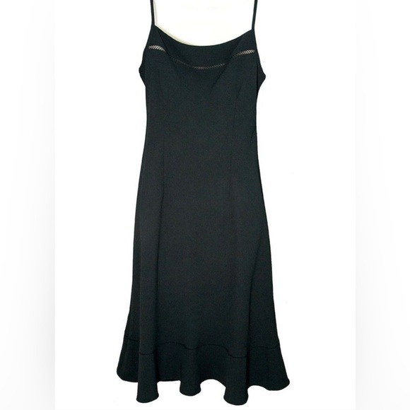 Ann Taylor LOFT Black square neck sleeveless dress with flounce ruffle hem Sz 8P - Picture 3 of 4